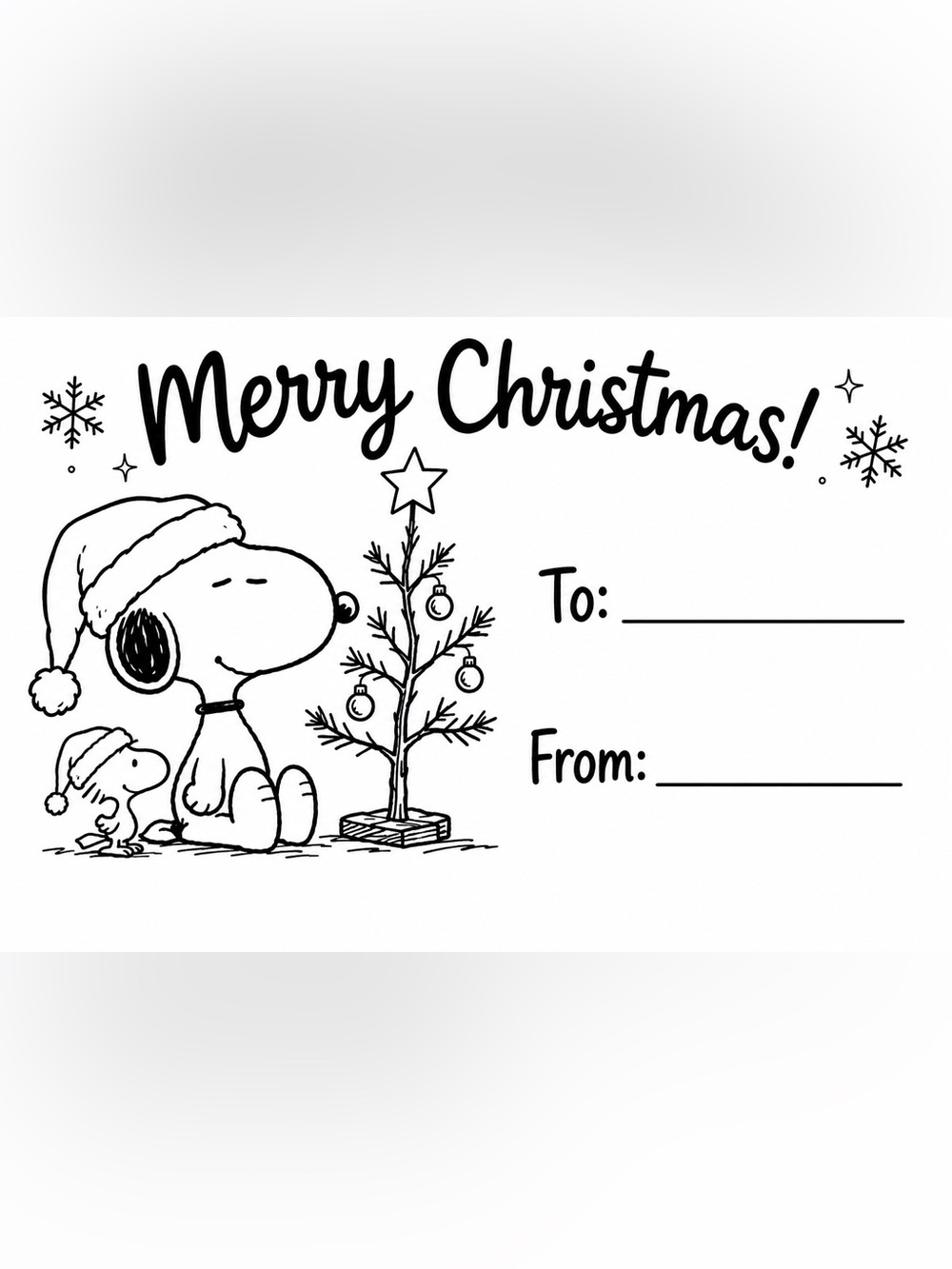 Handmade 50count Snoopy Merry Christmas Stickers